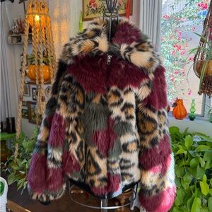 Zadig & Voltaire Faux Fur Fanny Patchwork Jacket - XS.